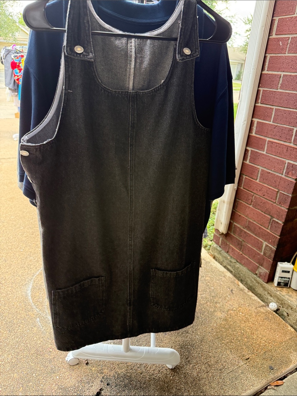 Amazon Black Sleeveless Denim Pinafore Dress